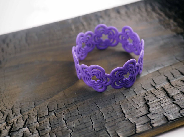 Flower Bracelet (closed) in Purple Processed Versatile Plastic