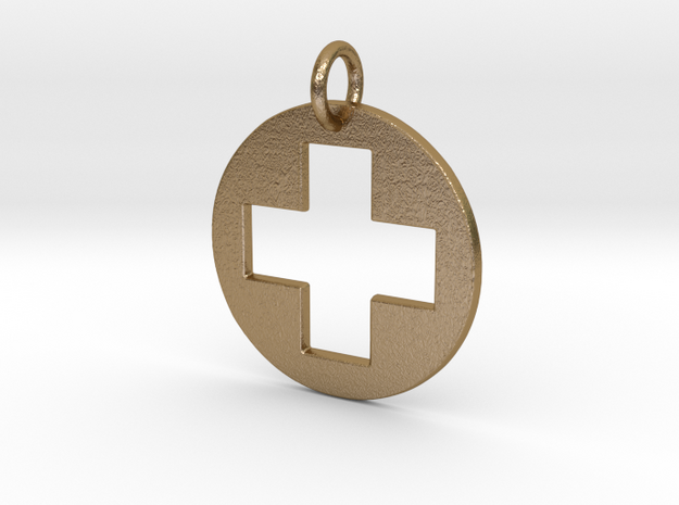 Medical Cross Pendant in Polished Gold Steel