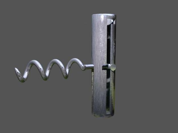 Luxurious Corkscrew Keychain in Polished Bronzed Silver Steel