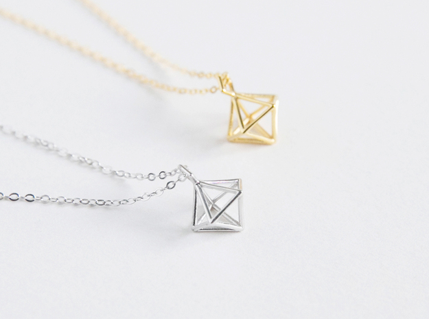 Geometric Necklace #S in Polished Silver