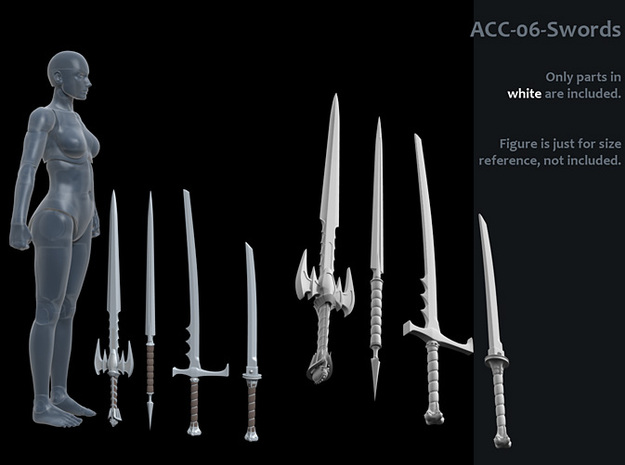 ACC-06-Swords 7inch MOTU v2.1 in White Processed Versatile Plastic