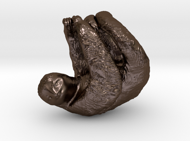 Sloth Pendant in Polished Bronze Steel