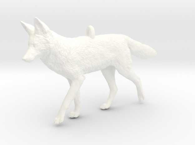 Coyote Ornament in White Processed Versatile Plastic