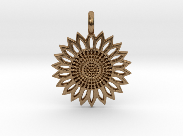A Sunflower Earring in Natural Brass
