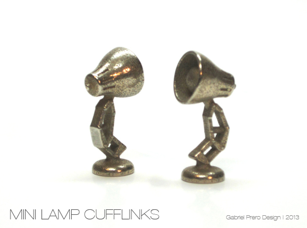 Mini Lamp Cufflink (order 2 for set) in Polished Bronzed Silver Steel