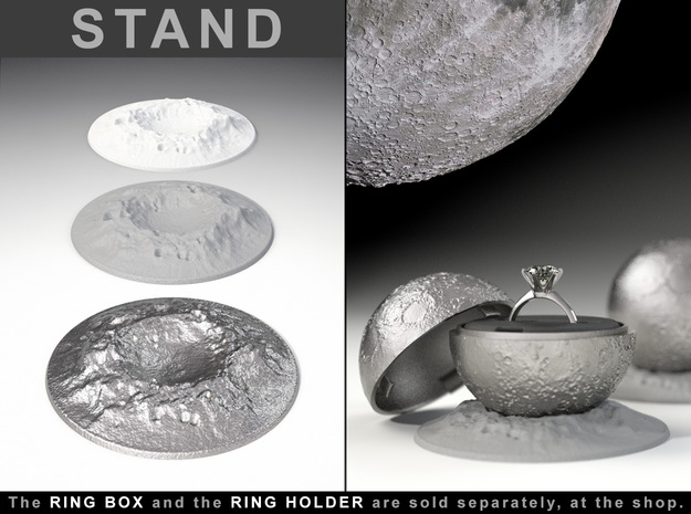 STAND CRATER to the "Full Moon Ring Box" in White Processed Versatile Plastic