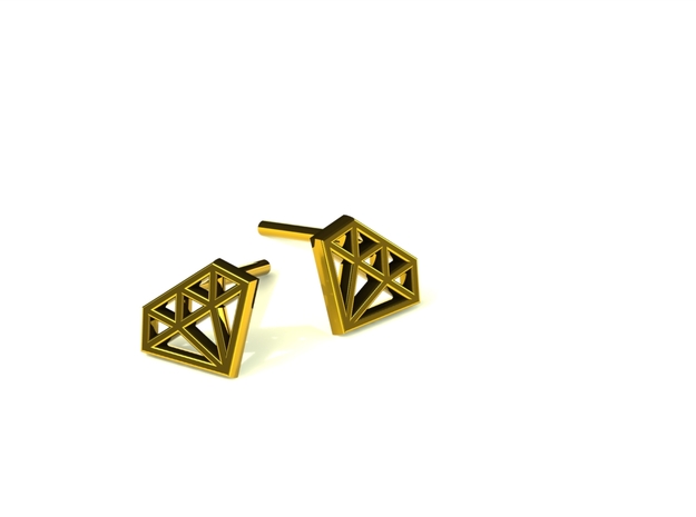 Earring diamant in Polished Brass