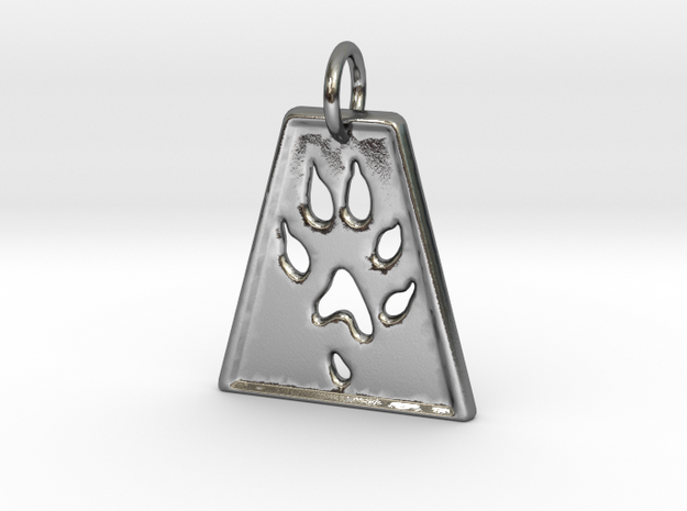 Small Ferret Paw Print - Geometric in Polished Silver