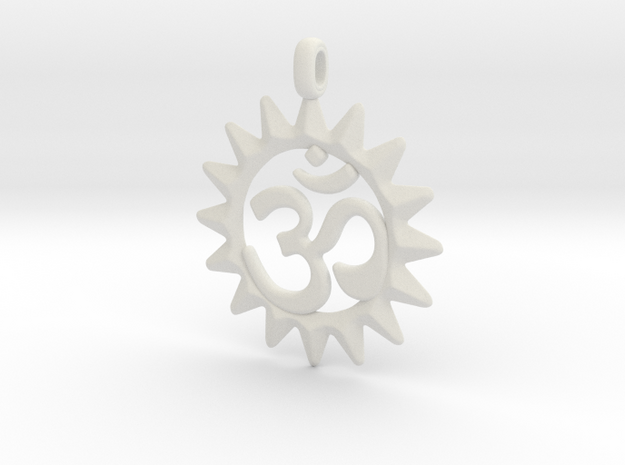 OM Symbol Jewelry Pendant in White Natural Versatile Plastic
