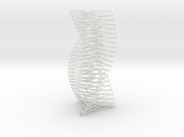 Wired Spiral Helix Tower Three Sided  in White Natural Versatile Plastic