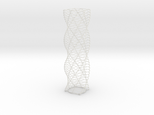 Curved Wire Spiral Square Shape L in White Natural Versatile Plastic