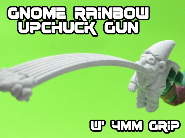 Gnome Rainbow Upchuck-Gun (4mm) in White Natural Versatile Plastic