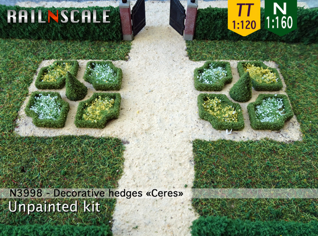 Decorative hedges Ceres (N 1:160 - TT 1:120) in White Natural Versatile Plastic