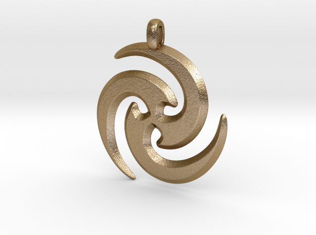 Tribal Maori Symbolic Pendant in Polished Gold Steel
