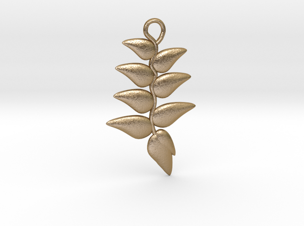 Hanging Heliconia Pendent in Polished Gold Steel