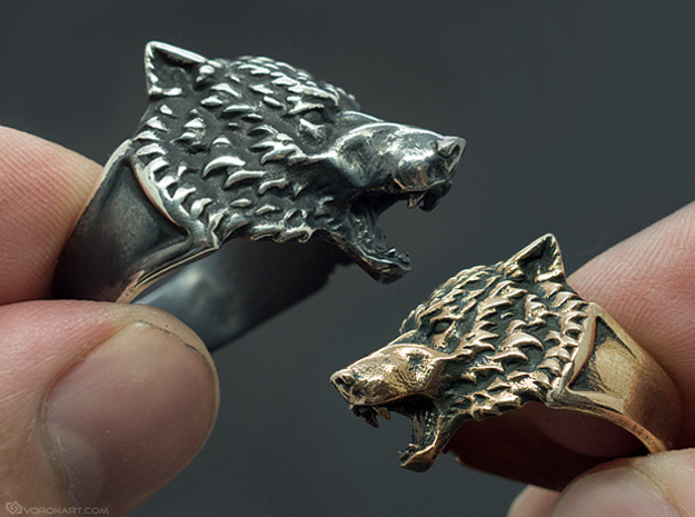Wolf Head Ring in Natural Brass: 11.5 / 65.25