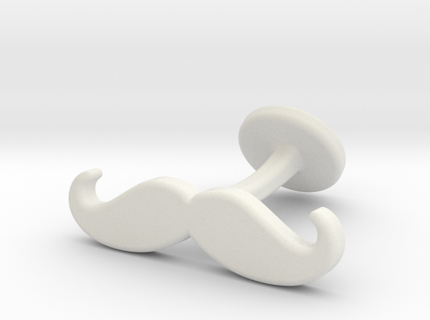 mustache cufflink in White Natural Versatile Plastic