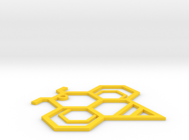 Hexagonal Bee in Yellow Processed Versatile Plastic: Small