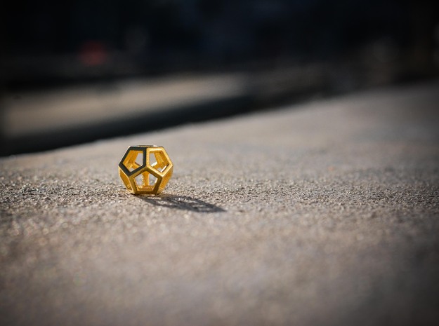 Dodecahedron in Polished Gold Steel