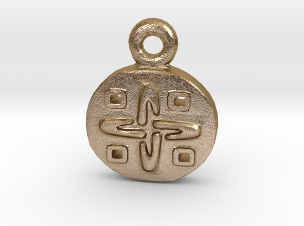Aztec Gold-Design Pendant in Polished Gold Steel