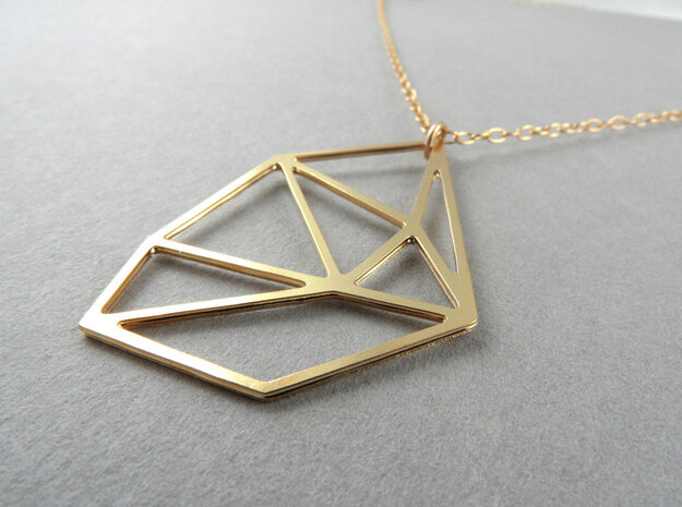 Bent Hex Droplet Necklace in 14k Gold Plated Brass