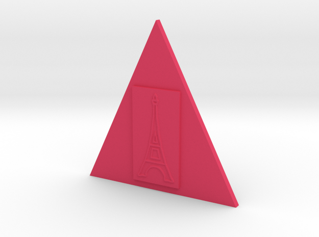 Eiffel Tower In A Triangle Button in Pink Processed Versatile Plastic