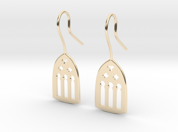 Cathedral Earrings in 14k Gold Plated Brass: Medium