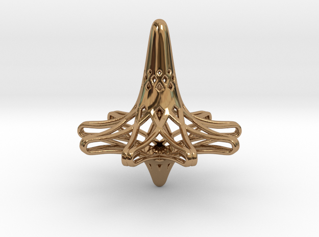 Nona-Fractal Spinning Top in Polished Brass