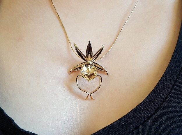 Ghost Orchid Pendant in Polished Bronze
