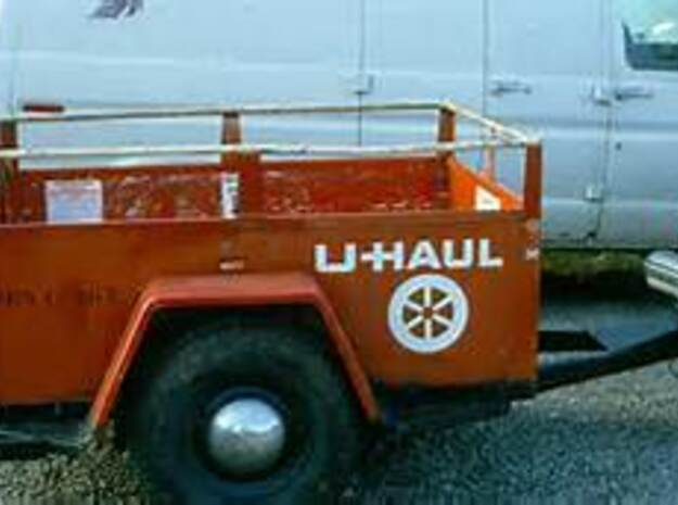 HO Scale Open Cargo Trailers- Old U-haul style   in White Natural Versatile Plastic