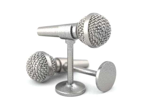 Microphone Cufflinks in Polished Bronzed Silver Steel
