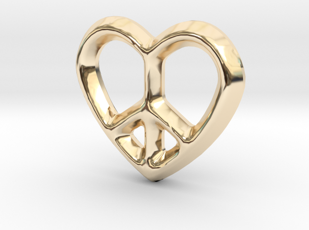 Peace Love Charm - 11mm in 14K Yellow Gold