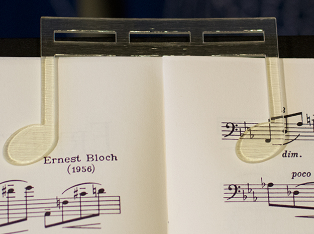 Music Book Page Holder/Clip With Custom Text in White Natural Versatile Plastic
