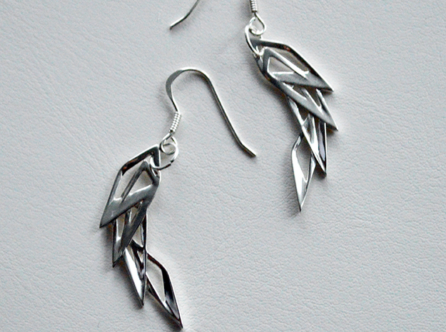 Wings Earrings in Polished Silver