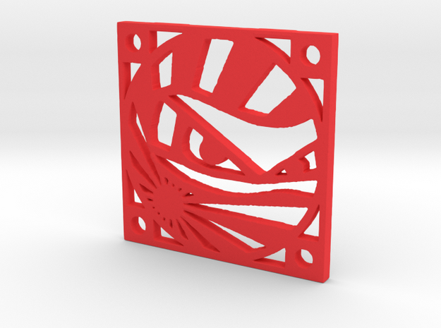 Fan Grille 30x30mm "Niinja!!!" in Red Processed Versatile Plastic