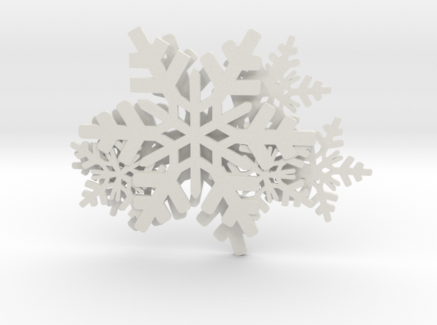 Snowflake  in White Natural Versatile Plastic: Small