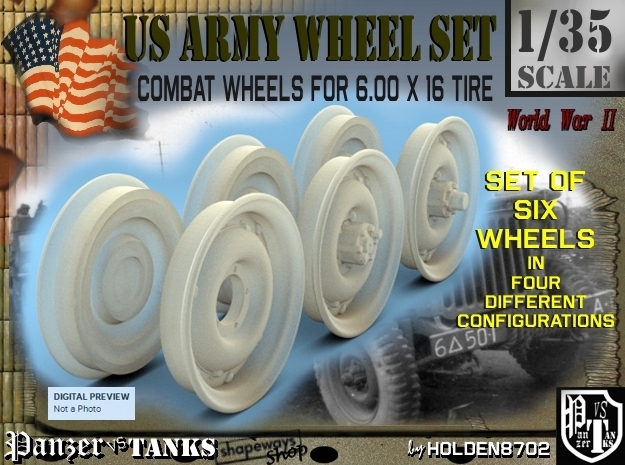 1-35 RIMS For Tire 600x16 in Tan Fine Detail Plastic