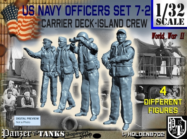 1-32 USN Officers Carrier Island Set7-2 in Tan Fine Detail Plastic