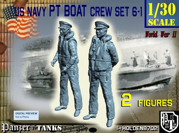 1-30 US Navy PT Boat Crew Set6-1 in White Natural Versatile Plastic