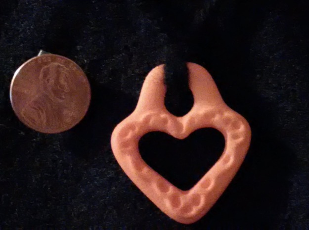 Lacey Heart Pendant Charm in Orange Processed Versatile Plastic
