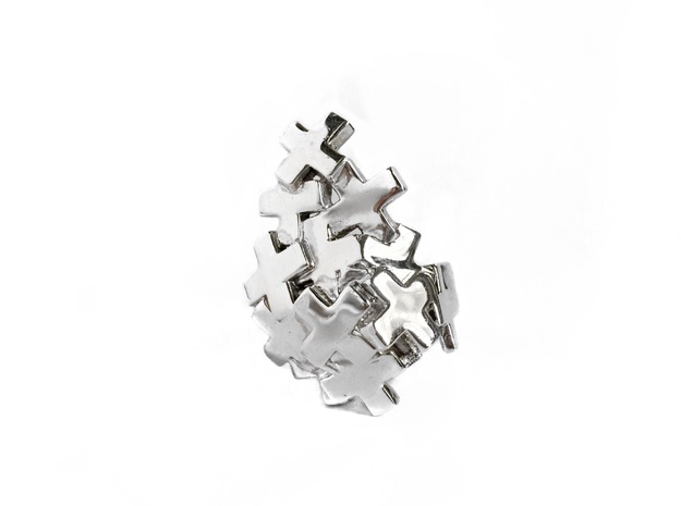 Pile Of Plus Ring in Polished Silver: 9 / 59