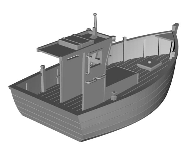 HObat10  - Small boat in Tan Fine Detail Plastic