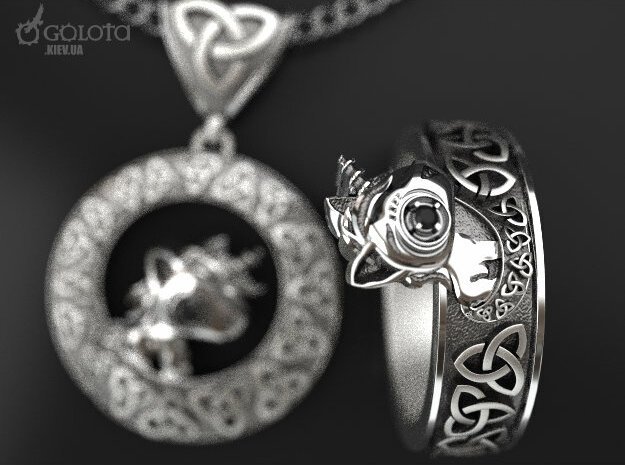 Unicorn horn pendant in Polished Bronzed Silver Steel: Medium