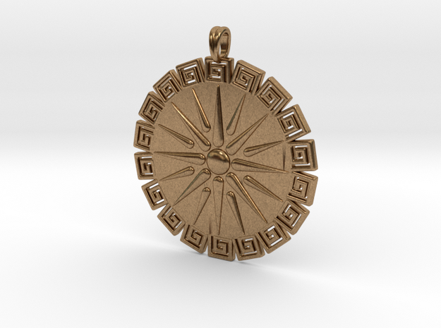 Vergina Sun Pendant Jewelry Symbol in Natural Brass