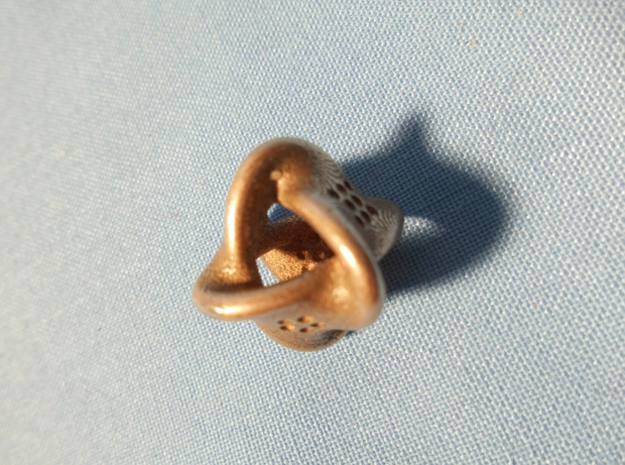 Unusual twisted D8 in Polished Bronzed Silver Steel: Extra Small