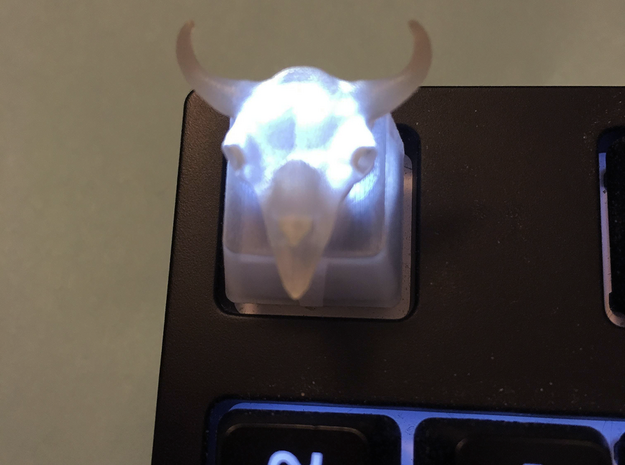 Bison Skull Cherry MX Keycap in White Processed Versatile Plastic