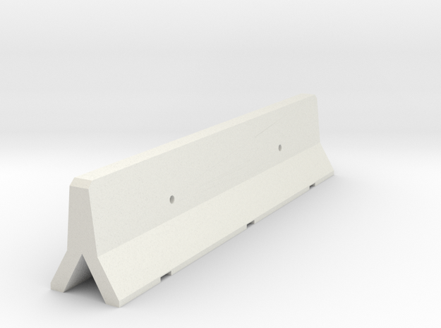 OO Scale Concrete Motorway Barrier 4m long in White Natural Versatile Plastic