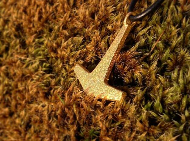 Woman Thor's hammer in Polished Gold Steel