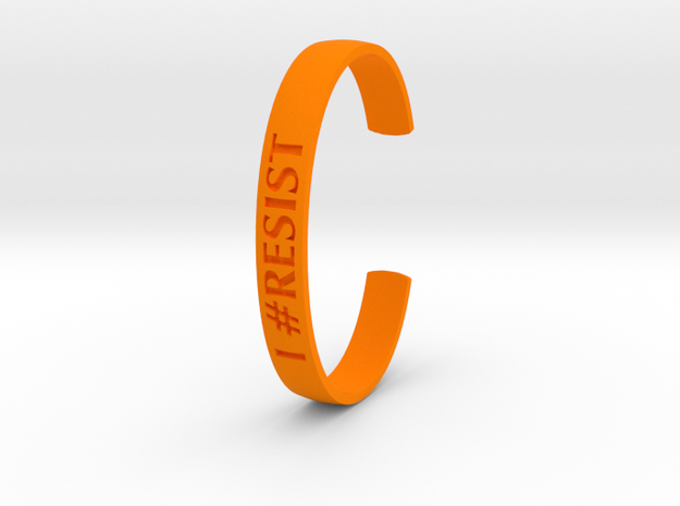 I RESIST Text Cuff (Large-nylon) in Orange Processed Versatile Plastic