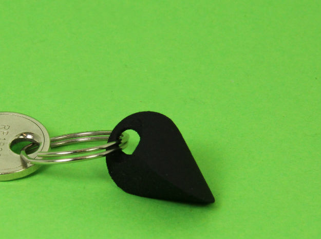 Oloid key chain in Black Natural Versatile Plastic: Small